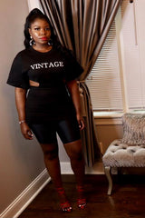 VINTAGE LUX CUT OUT STRETCH TEE