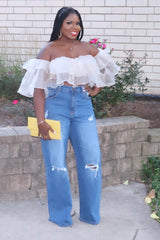 TOP-TIER | ORGANZA RUFFLE TOP IN BEIGE