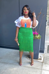 MODERN GLAM | FRINGE MIDI SKIRT