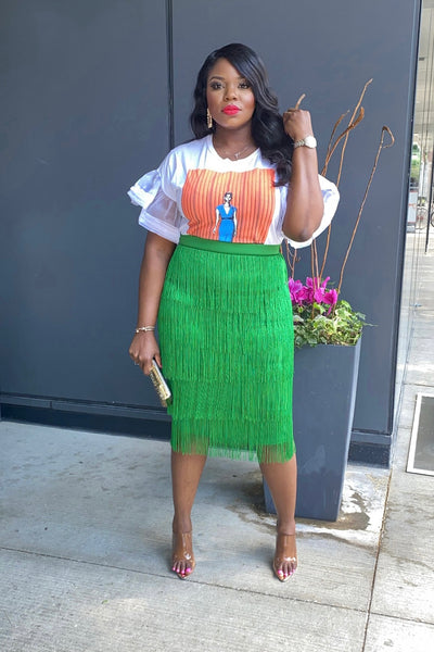 MODERN GLAM | FRINGE MIDI SKIRT