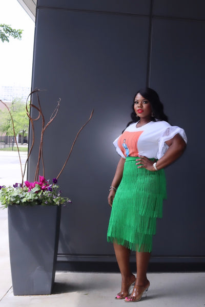 MODERN GLAM | FRINGE MIDI SKIRT