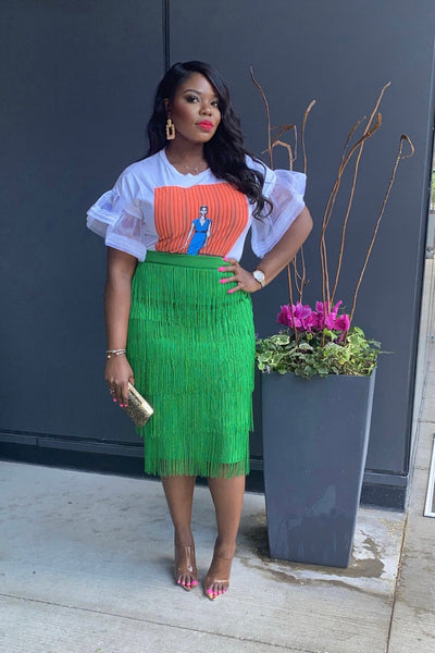 MODERN GLAM | FRINGE MIDI SKIRT
